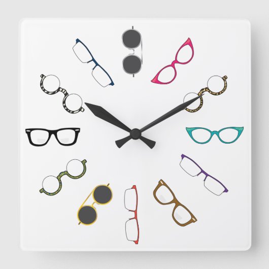 Eyeglasses Clock Vierkante Klok (Voorkant)