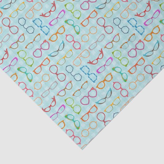 Eyeglasses Retro Blauwgroen Gingham, Mideeuwse Mod Tissuepapier (Detail)