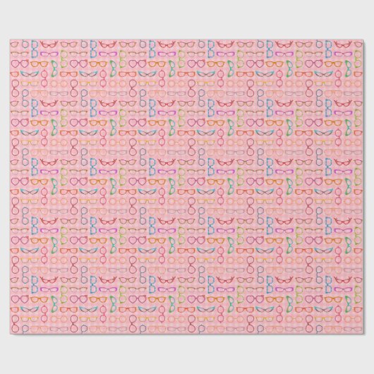 Eyeglasses Retro Modern Hipster met Roze Gingham Cadeaupapier (Vlak)