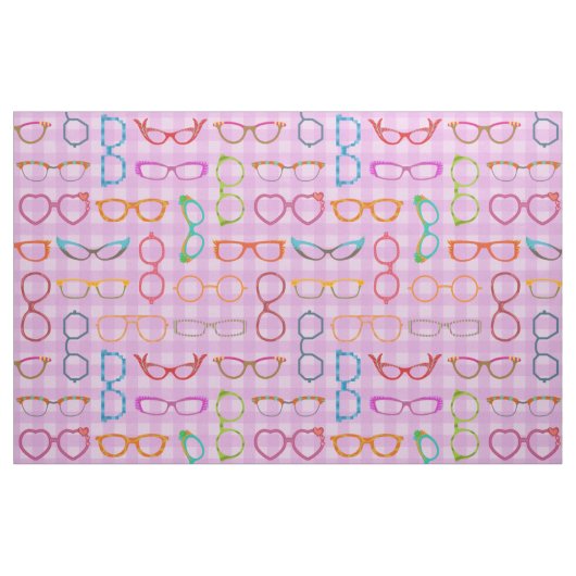 Eyeglasses Retro Modern Hipster Paars Gingham Stof (Fat Quarter)