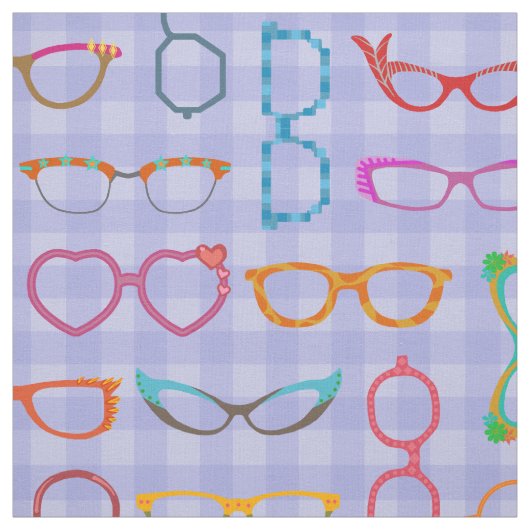 Eyeglasses Retro Modern Hipster Violet Gingham Stof (Swatch)