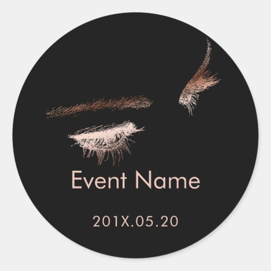 Eyelash & Brow Makeup Artist Beauty Salon Event Ronde Sticker (Voorkant)