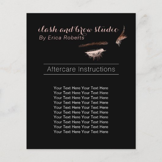 Eyelash & Brow Makeup Artist Nazorg Instruction Flyer (Voorkant)