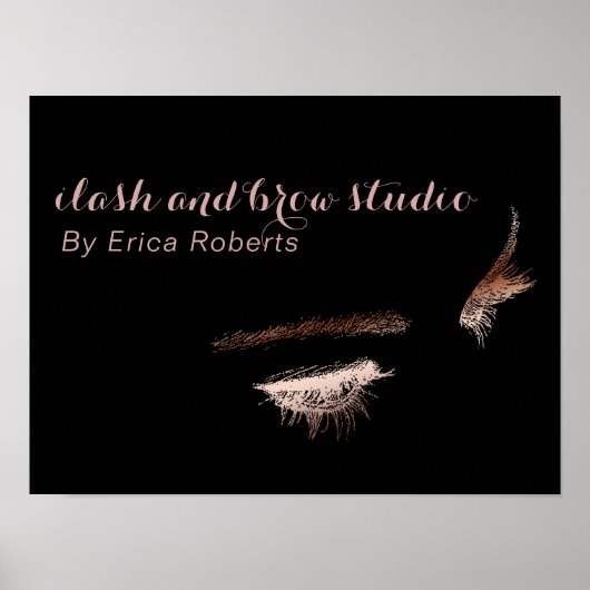 Eyelash & Brow Makeup Artist Roos Gold Foil Salon Poster (Voorkant)