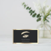 Eyelash Brow Makeup Logo Qr Code Black Gold Lijst Visitekaartje (Staand voorkant)