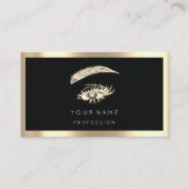 Eyelash Brow Makeup Logo Qr Code Black Gold Lijst Visitekaartje (Voorkant)
