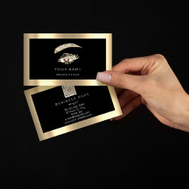 Eyelash Brow Makeup Logo Qr Code Black Gold Lijst Visitekaartje