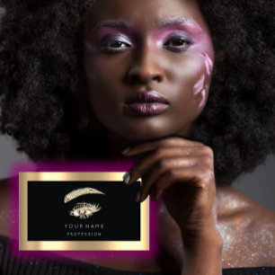 Eyelash Brow Makeup Logo Qr Code Black Gold Lijst Visitekaartje