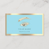 Eyelash Brow Makeup Logo Qr Code Blue Gold Lijst Visitekaartje (Voorkant)