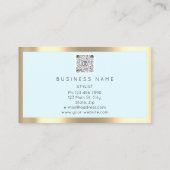 Eyelash Brow Makeup Logo Qr Code Blue Pastel Gold Visitekaartje (Achterkant)