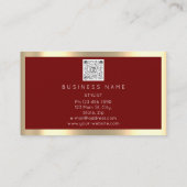 Eyelash Brow Makeup Logo Qr Code Bourgogne Visitekaartje (Achterkant)