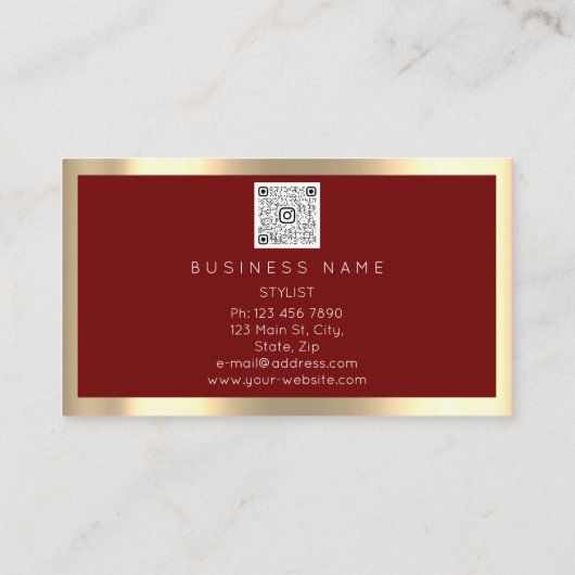 Eyelash Brow Makeup Logo Qr Code Bourgogne Visitekaartje (Achterkant)
