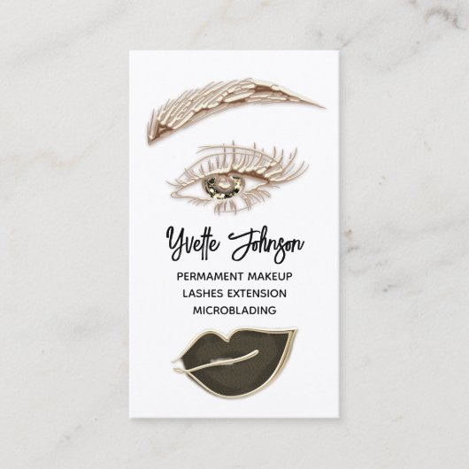 Eyelash Brow Makeup Logo QR Code Licht White Brown Visitekaartje (Voorkant)