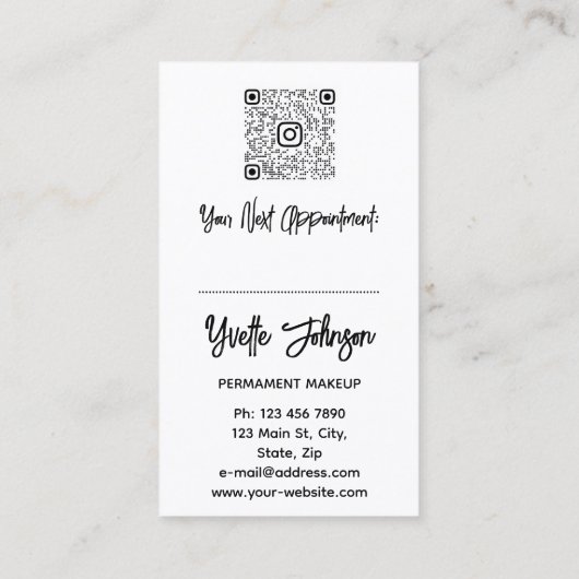 Eyelash Brow Makeup Logo QR Code Licht White Brown Visitekaartje (Achterkant)