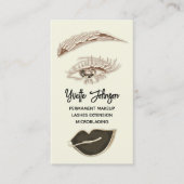Eyelash Brow Makeup Logo QR Code Lip Gold Brown Visitekaartje (Voorkant)