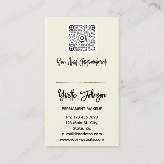 Eyelash Brow Makeup Logo QR Code Lip Gold Brown Visitekaartje (Achterkant)