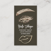 Eyelash Brow Makeup Logo QR Code Lip Roos Bruin Visitekaartje (Voorkant)