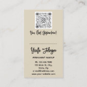 Eyelash Brow Makeup Logo QR Code Lip Roos Groen Visitekaartje (Achterkant)