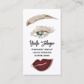 Eyelash Brow Makeup Logo QR Code Lip Roos White Visitekaartje (Voorkant)