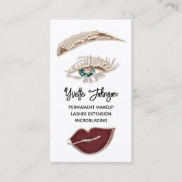 Eyelash Brow Makeup Logo QR Code Lip Roos White Visitekaartje