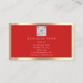 Eyelash Brow Makeup Logo Qr Code Red Gold Framed Visitekaartje (Achterkant)