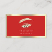 Eyelash Brow Makeup Logo Qr Code Red Gold Framed Visitekaartje (Voorkant)