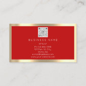 Eyelash Brow Makeup Logo Qr Code Red Gold Lijst Visitekaartje (Achterkant)
