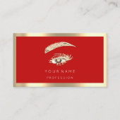 Eyelash Brow Makeup Logo Qr Code Red Gold Lijst Visitekaartje (Voorkant)