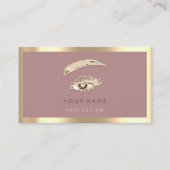 Eyelash Brow Makeup Logo Qr Code Roos Gold Lijst Visitekaartje (Voorkant)