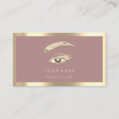 Eyelash Brow Makeup Logo Qr Code Roos Gold omgeven Visitekaartje (Voorkant)