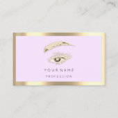 Eyelash Brow Makeup Logo Qr Code Roze pasta Gold Visitekaartje (Voorkant)