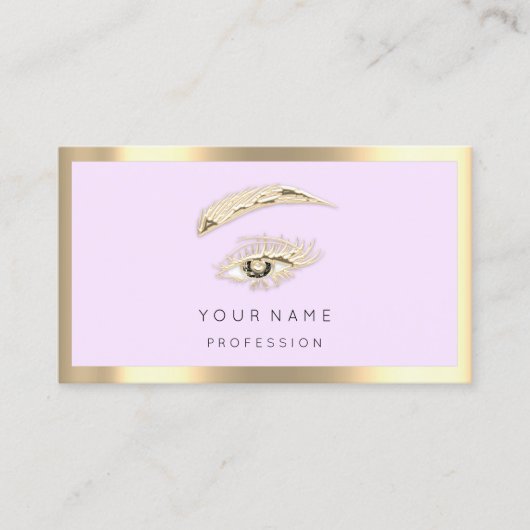 Eyelash Brow Makeup Logo Qr Code Roze pasta Gold Visitekaartje (Voorkant)