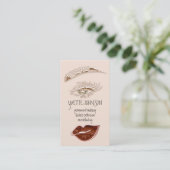 Eyelash Brow Makeup Logo QRCode Lip Gold Roos Visitekaartje (Staand voorkant)