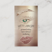 Eyelash Brow Makeup Logo QRCode Lip Roos Glitter Visitekaartje (Voorkant)