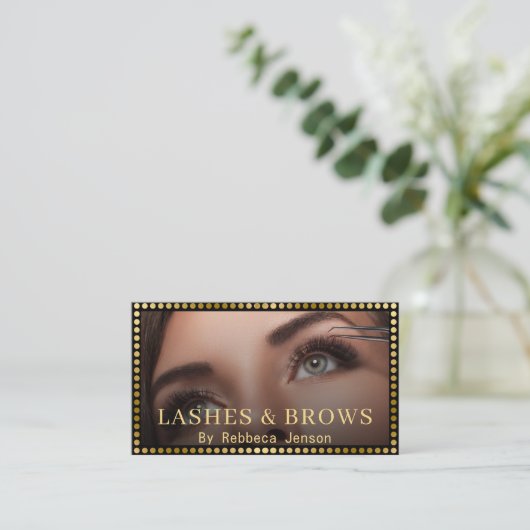 Eyelash Brow Makeup Logo QRCode Lip Roos Glitter Visitekaartje (Staand voorkant)