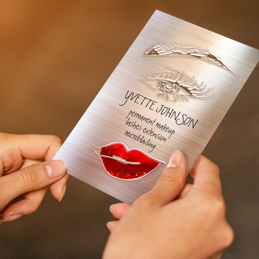 Eyelash Brow Makeup Logo QRCode Lip Roos Glitter Visitekaartje