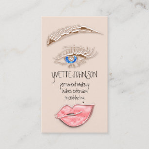 Eyelash Brow Makeup Logo QRCode Lip Roos Koraal Visitekaartje