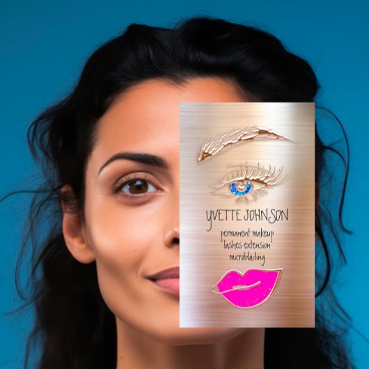 Eyelash Brow Makeup Logo QRCode Lip Roos Rood Roze Visitekaartje