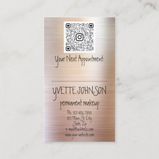 Eyelash Brow Makeup Logo QRCode Lip Roos Rood Roze Visitekaartje (Achterkant)