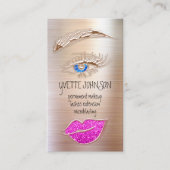 Eyelash Brow Makeup Logo QRCode Lip Roos Roze Visitekaartje (Voorkant)