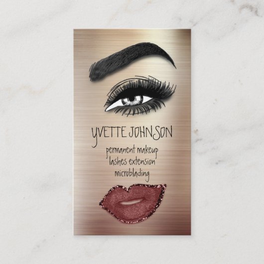 Eyelash Brow Makeup Logo QRCode Lip Roos Smoky Visitekaartje (Voorkant)