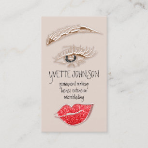 Eyelash Brow Makeup Logo QRCode Lips Roos Rood Visitekaartje