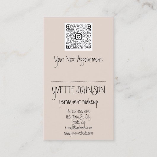 Eyelash Brow Makeup Logo QRCode Lips Roos Rood Visitekaartje (Achterkant)