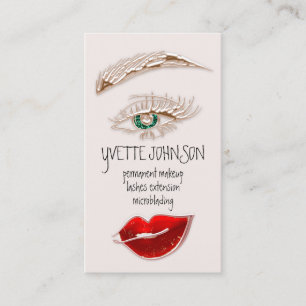 Eyelash Brow Makeup Logo QRCode Lips Roos Rood Visitekaartje