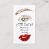 Eyelash Brow Makeup Logo QRCode Lips Roos White Visitekaartje (Voorkant)