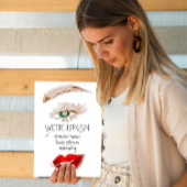 Eyelash Brow Makeup Logo QRCode Lips Roos White Visitekaartje