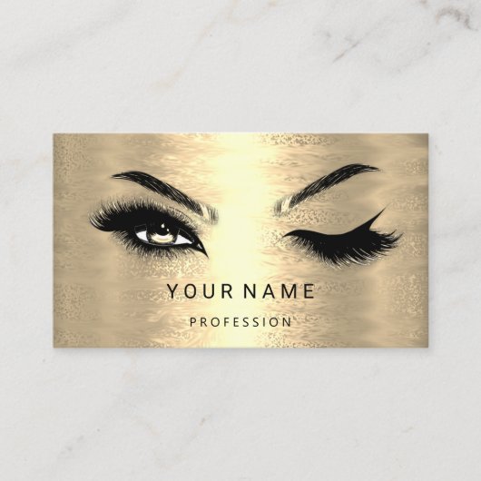 Eyelash Brow Microblade. QR CODE Logo Faux Gold Visitekaartje (Voorkant)