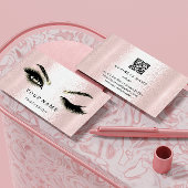 Eyelash Brow Microblade. QR CODE Logo Roze poeder Visitekaartje