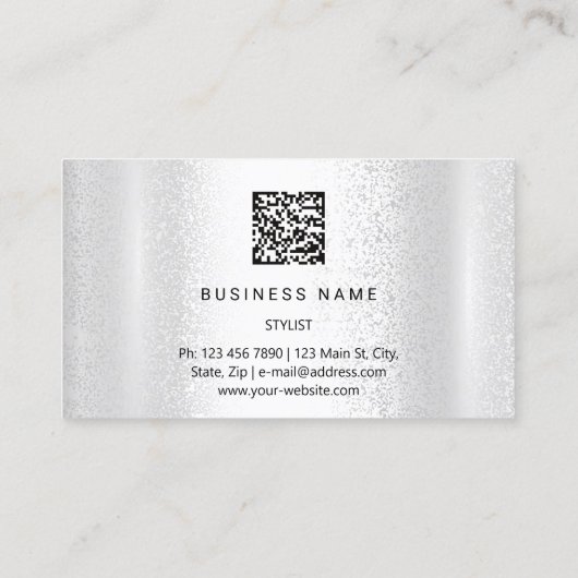 Eyelash Brow Microblade. QR CODE Logo Silver SPA Visitekaartje (Achterkant)