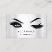 Eyelash Brow Microblade. QR CODE Logo Silver SPA Visitekaartje (Voorkant)